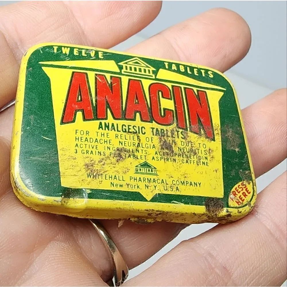 Vintage Anacin Tin - Empty - New York USA Tablets Medicine Company Collectible